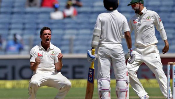 Les Australiens exultent lors du match Test face à l'Inde - crédit : AP